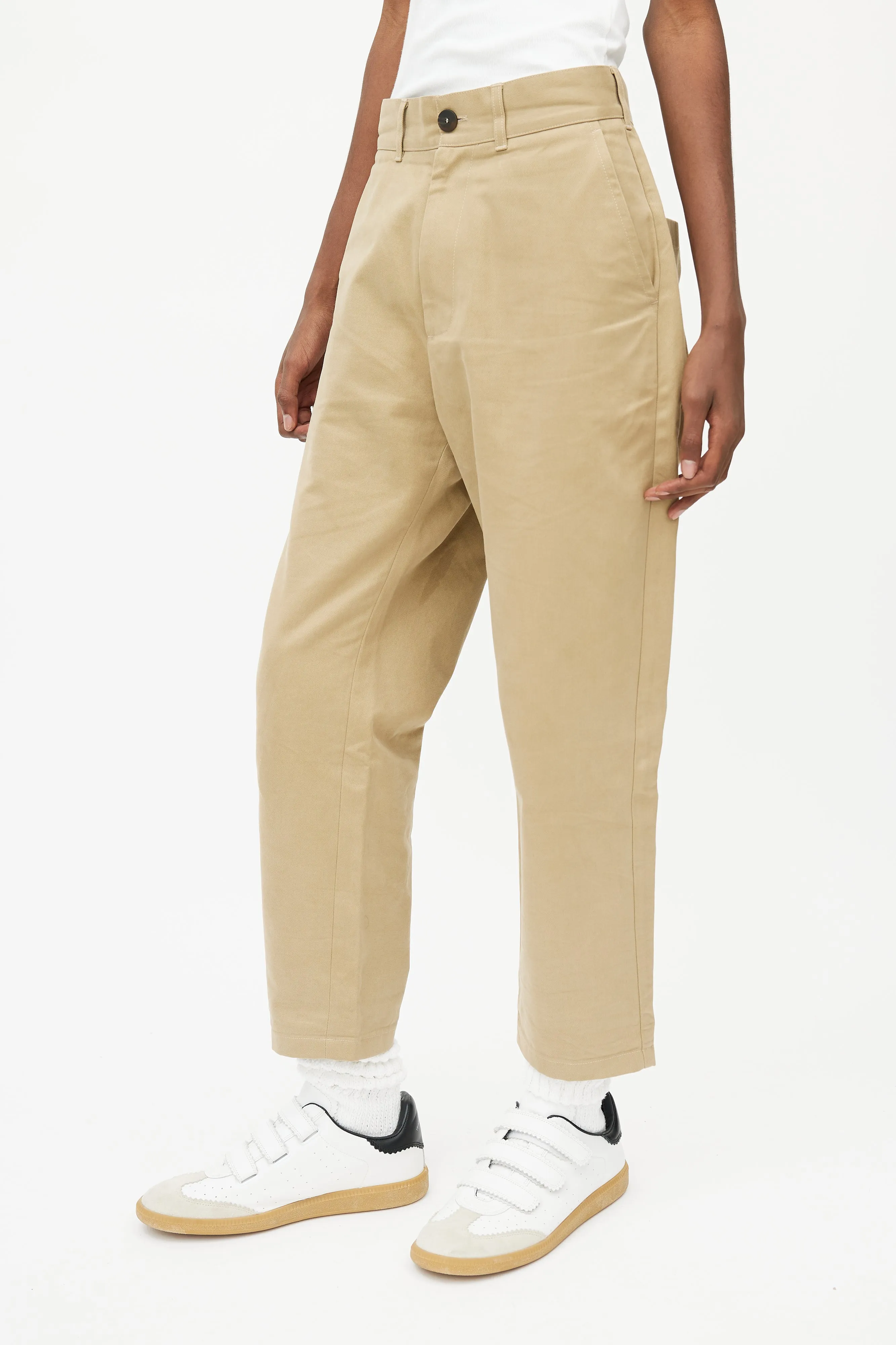 Beige Straight Leg Trouser