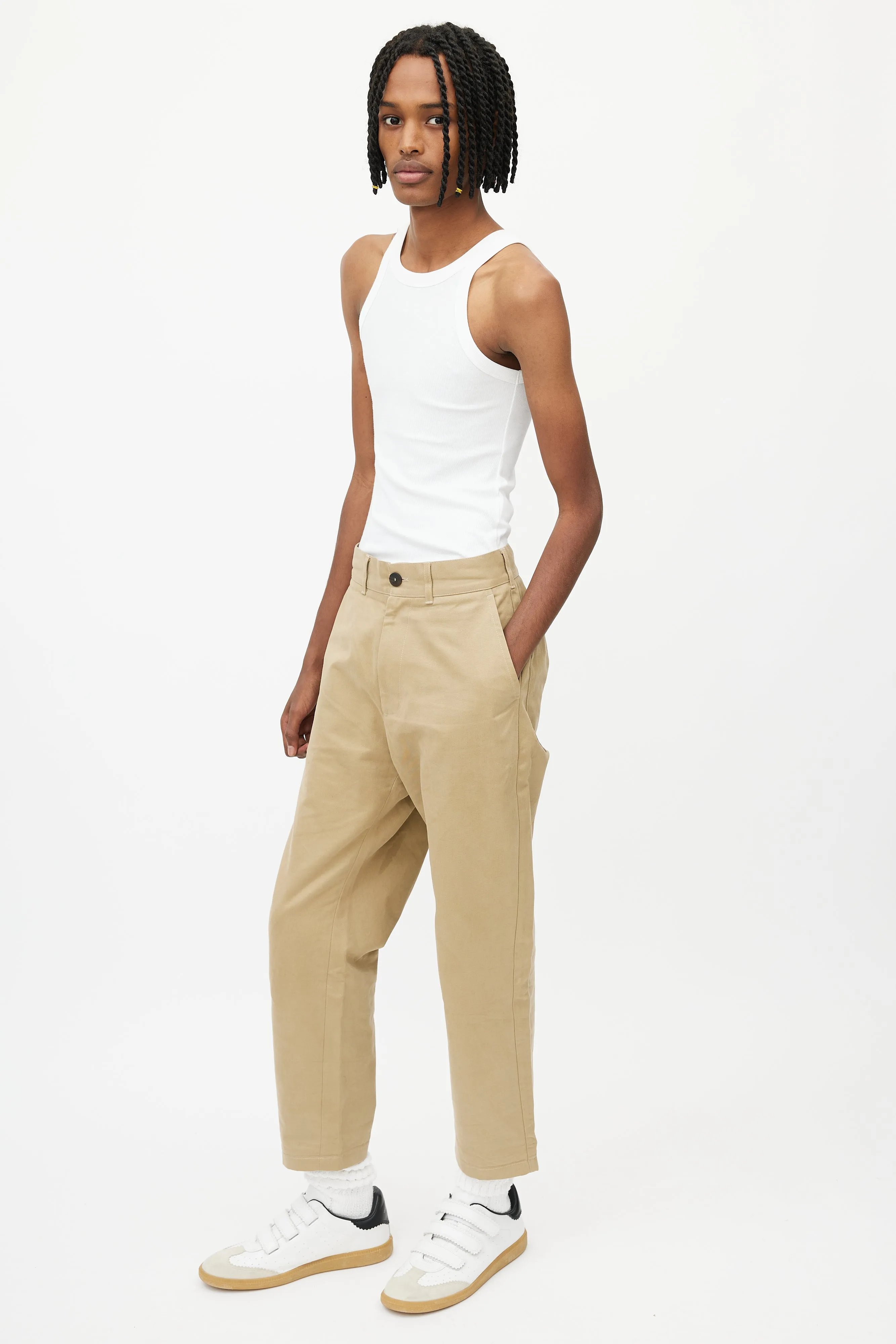 Beige Straight Leg Trouser