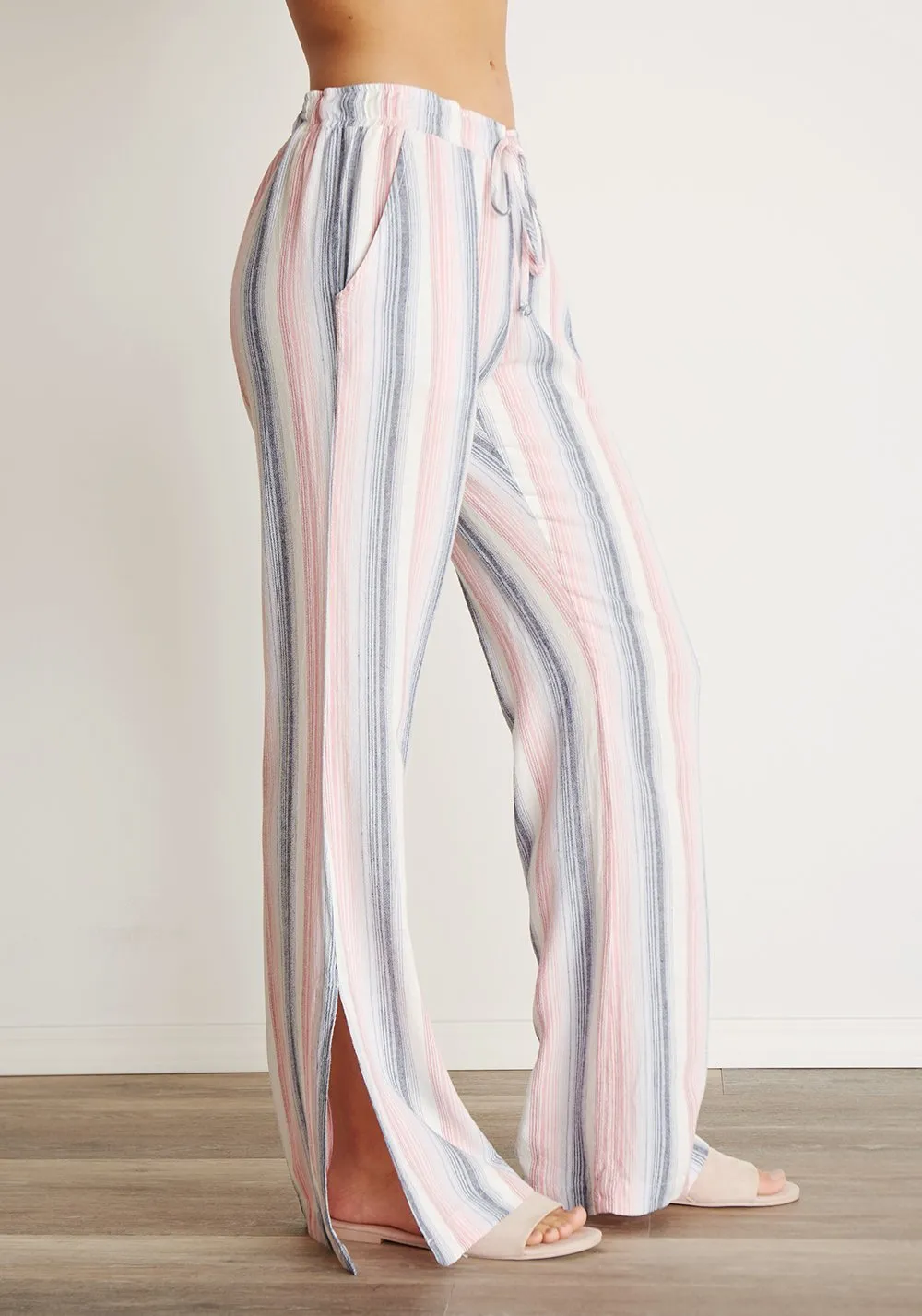 BELLA DAHL - Slide Slit Wide Leg Pant in Sunset Stripe