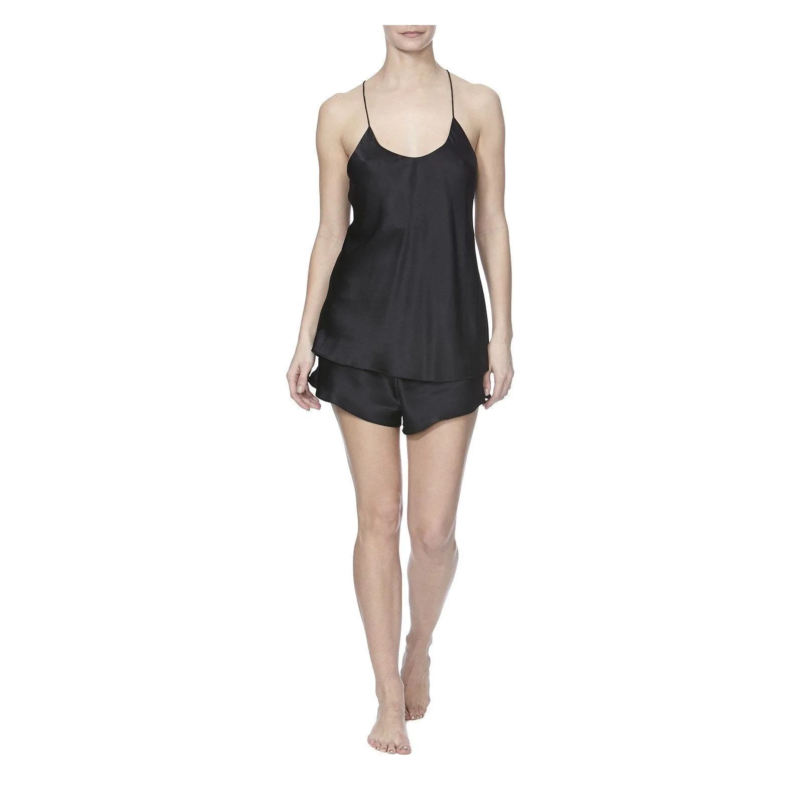 BELLA JET BLACK CORE SILK CAMISOLE SET