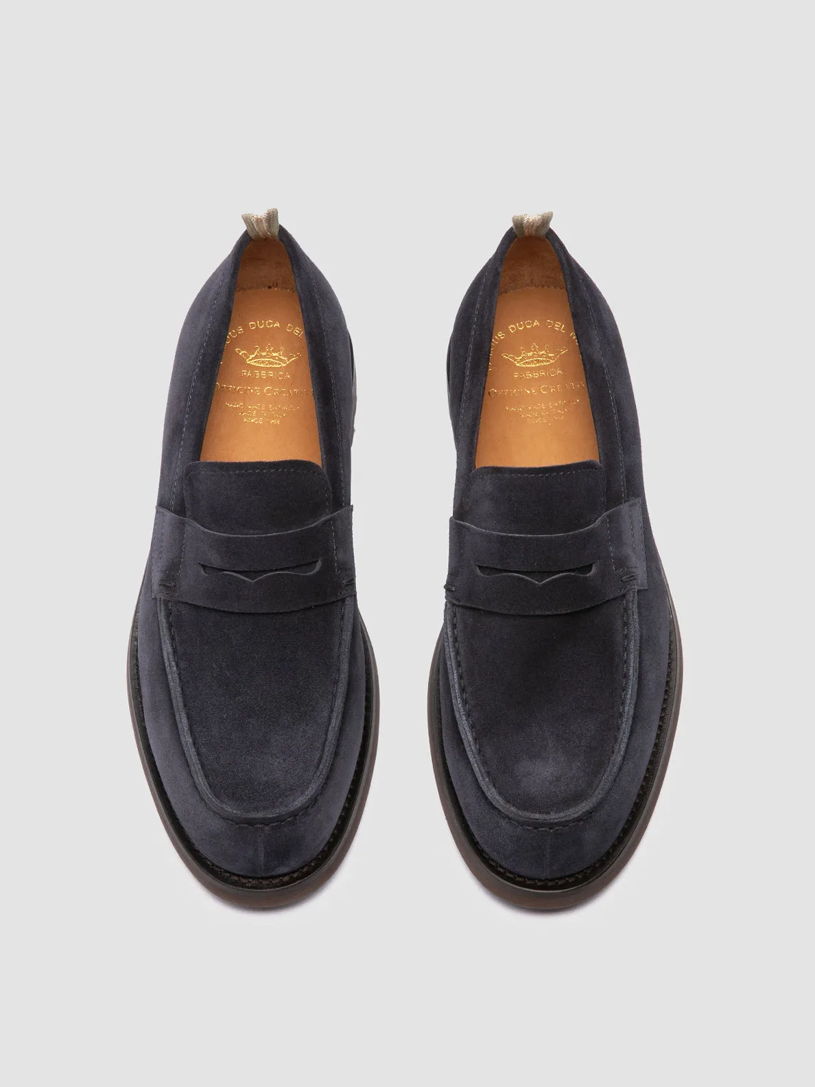 BELMONDO 006 - Blue Suede Penny Loafers