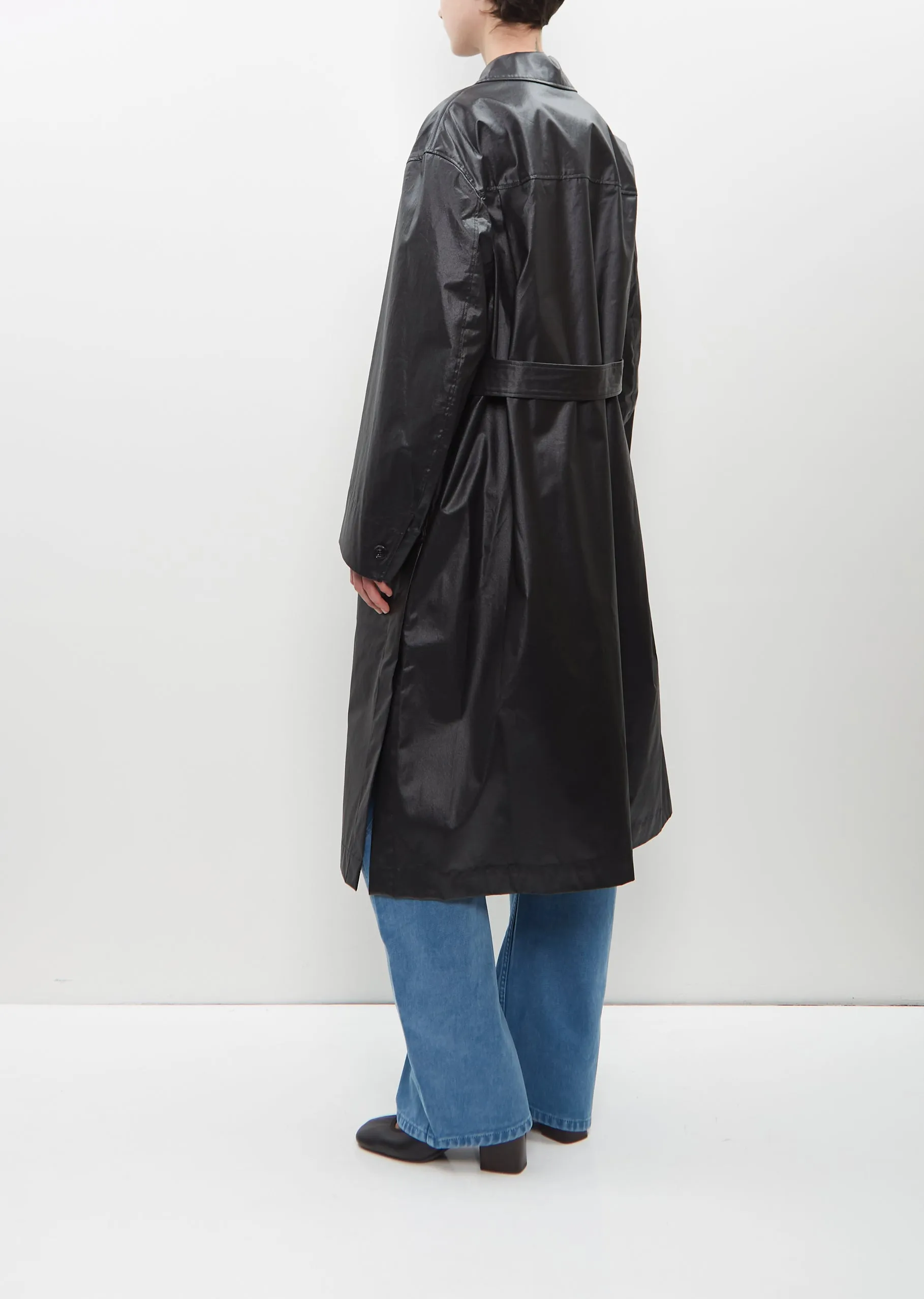 Belted Rain Coat with Slits