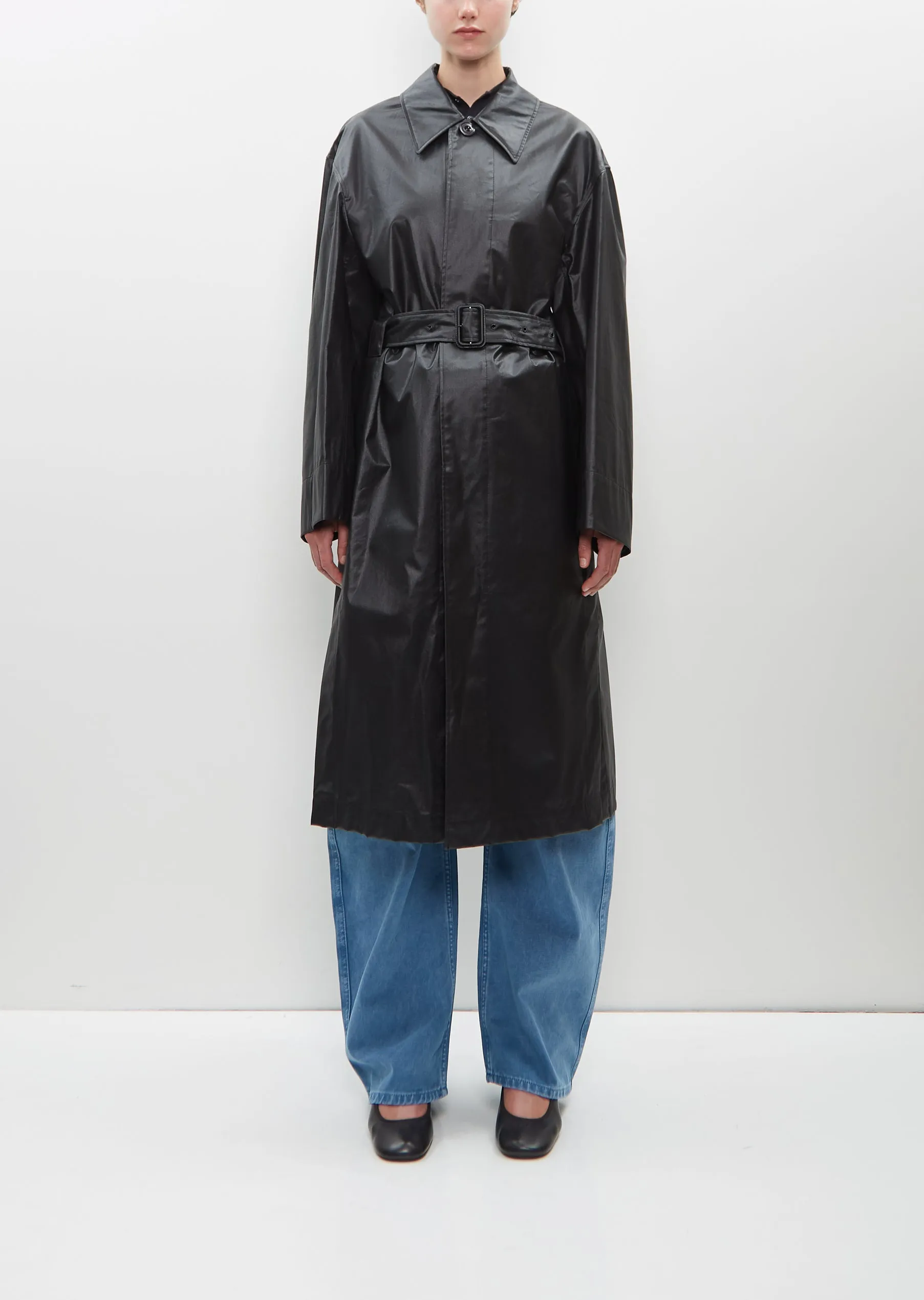 Belted Rain Coat with Slits