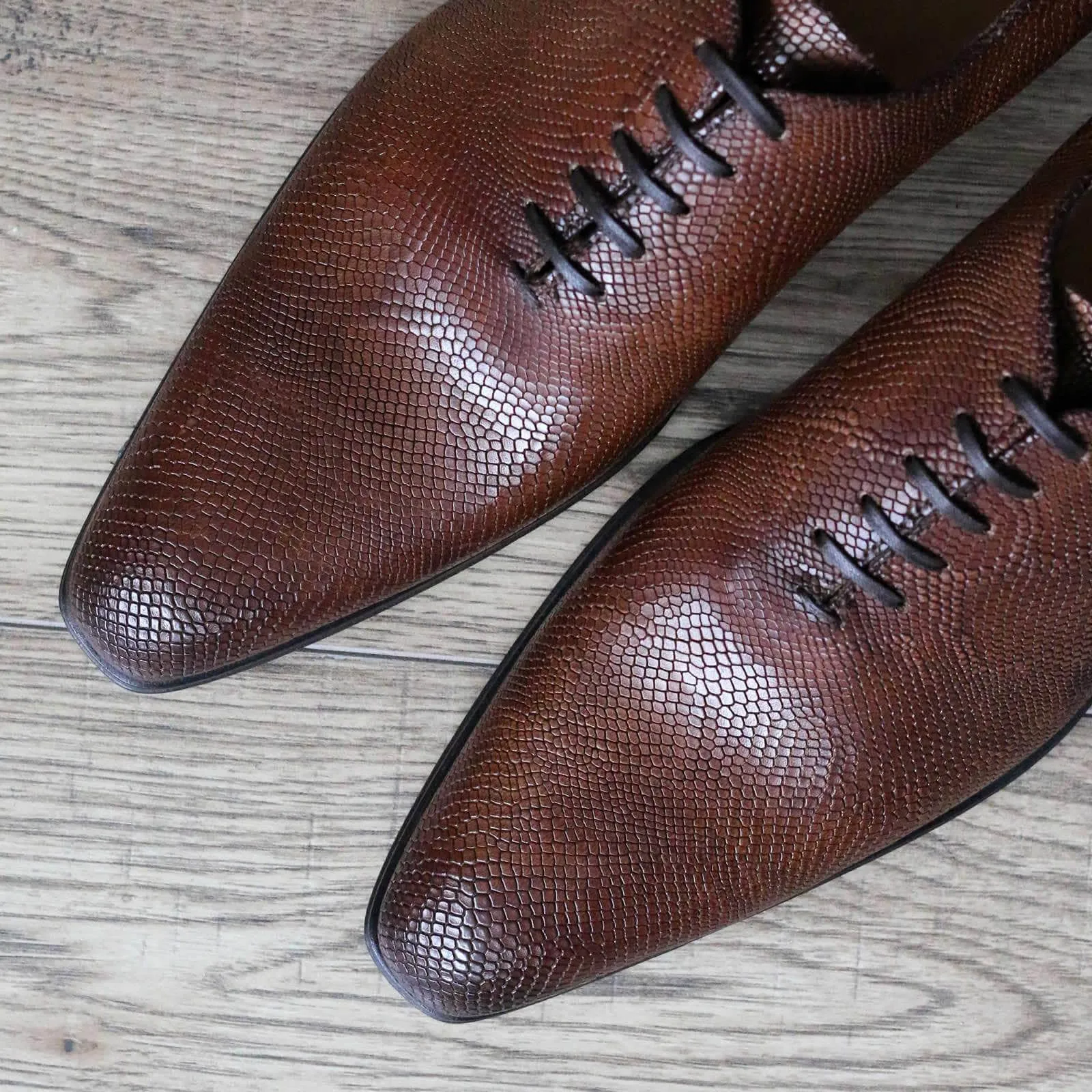 Benson Wholecut Oxford Brown Snakeskin