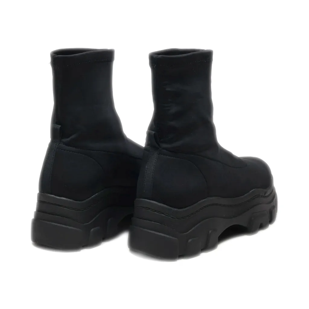 Bershka Ankle Boots Leather Black Colour For Women