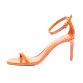 Bershka Flat Sandals Leather Orange Colour For Women