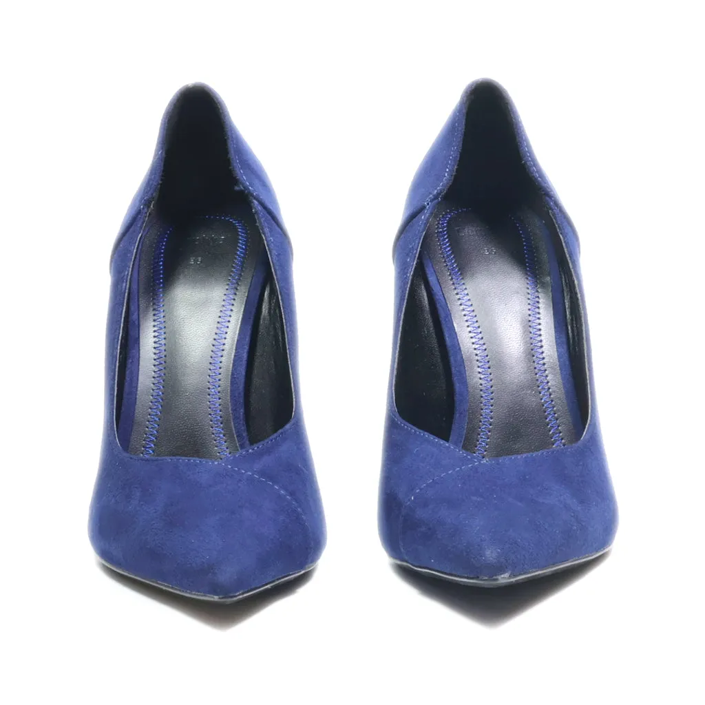 Bershka High-Heel Shoes Suede Blue Colour For Women