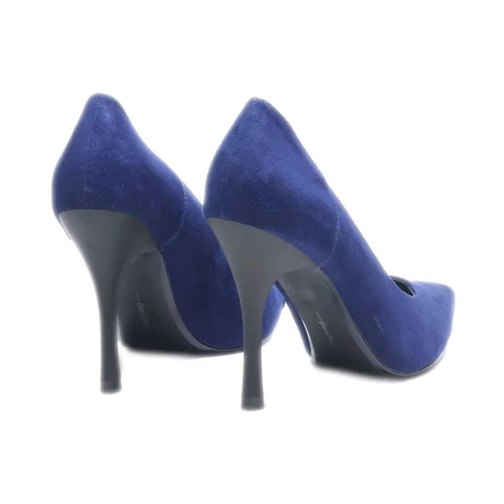 Bershka High-Heel Shoes Suede Blue Colour For Women