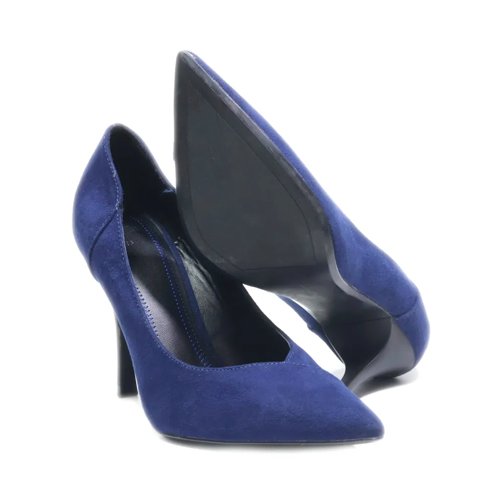 Bershka High-Heel Shoes Suede Blue Colour For Women