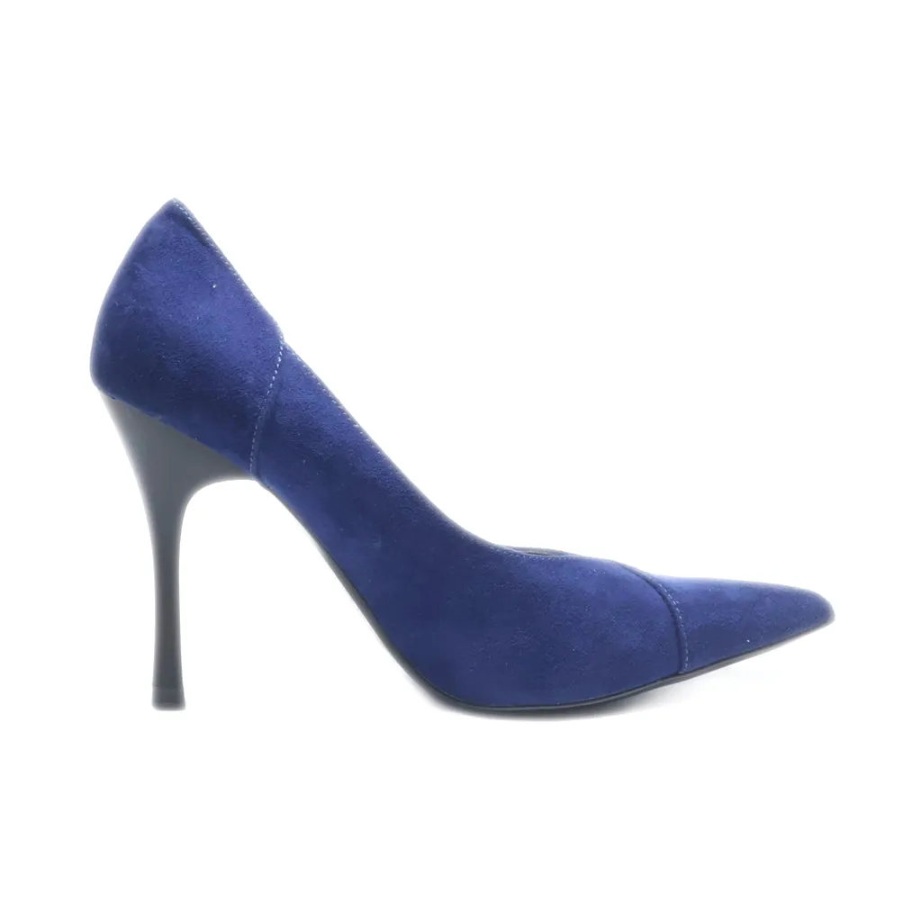 Bershka High-Heel Shoes Suede Blue Colour For Women