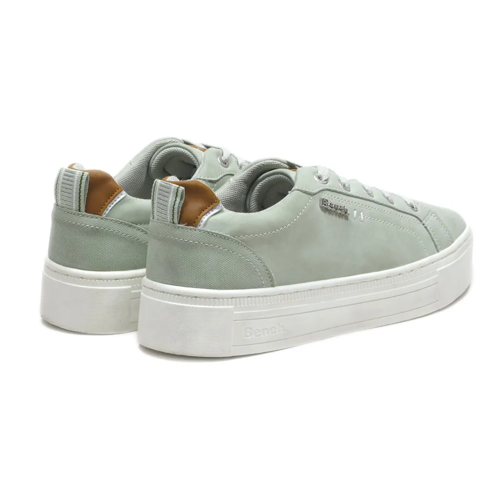 Bershka Low-Top Sneakers Leather Green Colour For Women