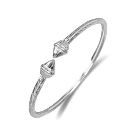 Better Jewelry Elegant Pointed Ends .925 Sterling Silver West Indian Bangle, 1 piece