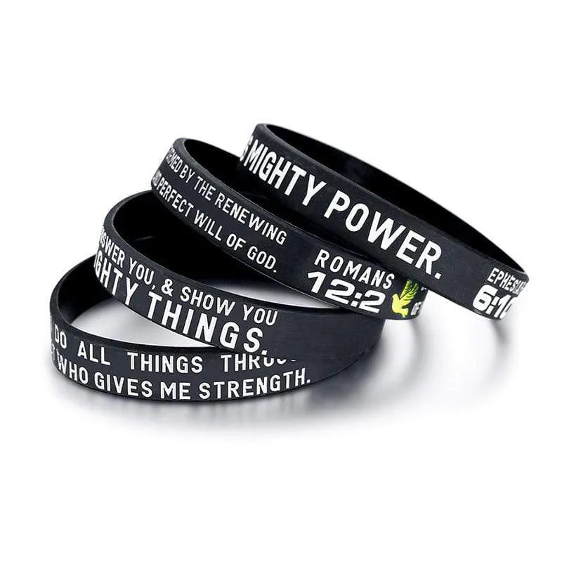 Bible Verse Bracelet <br> Wristbands 4PCS (Silicone)