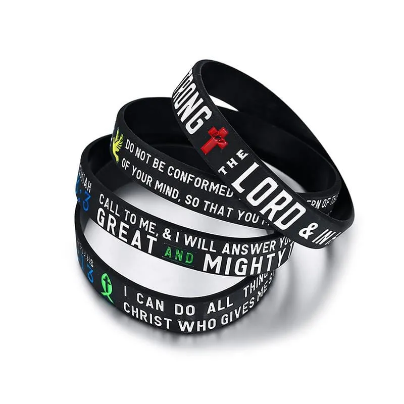 Bible Verse Bracelet <br> Wristbands 4PCS (Silicone)