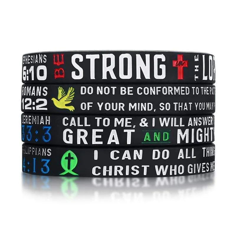 Bible Verse Bracelet <br> Wristbands 4PCS (Silicone)