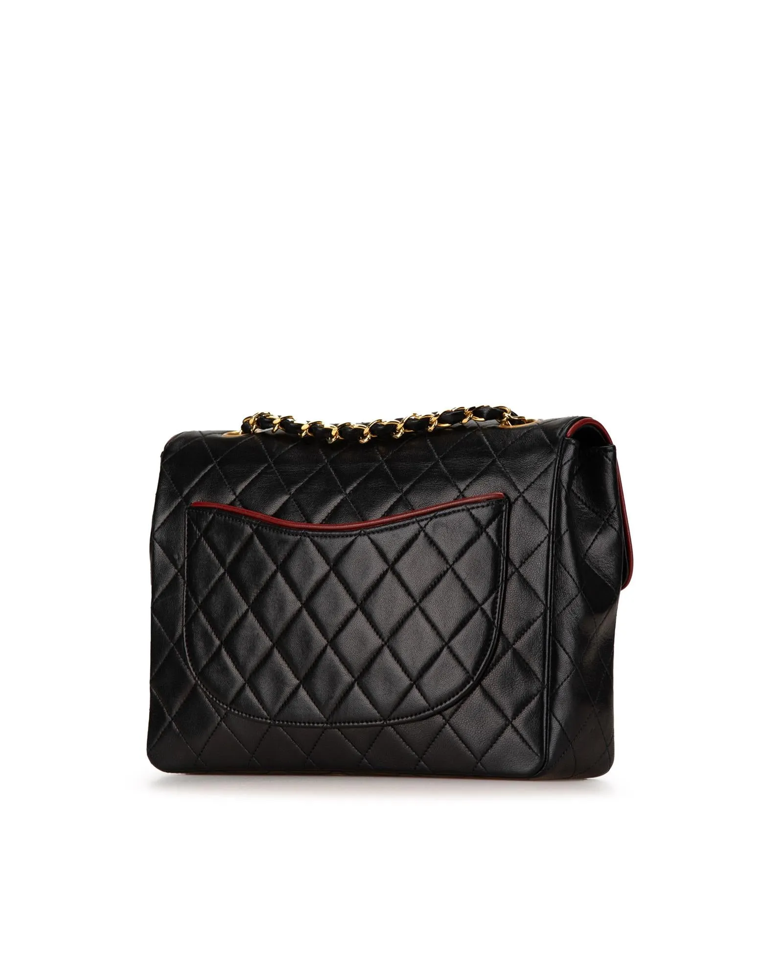 Bicolor Quilted Lambskin Single Flap Shoulder Bag with Chain Straps and Twist Lock Closure