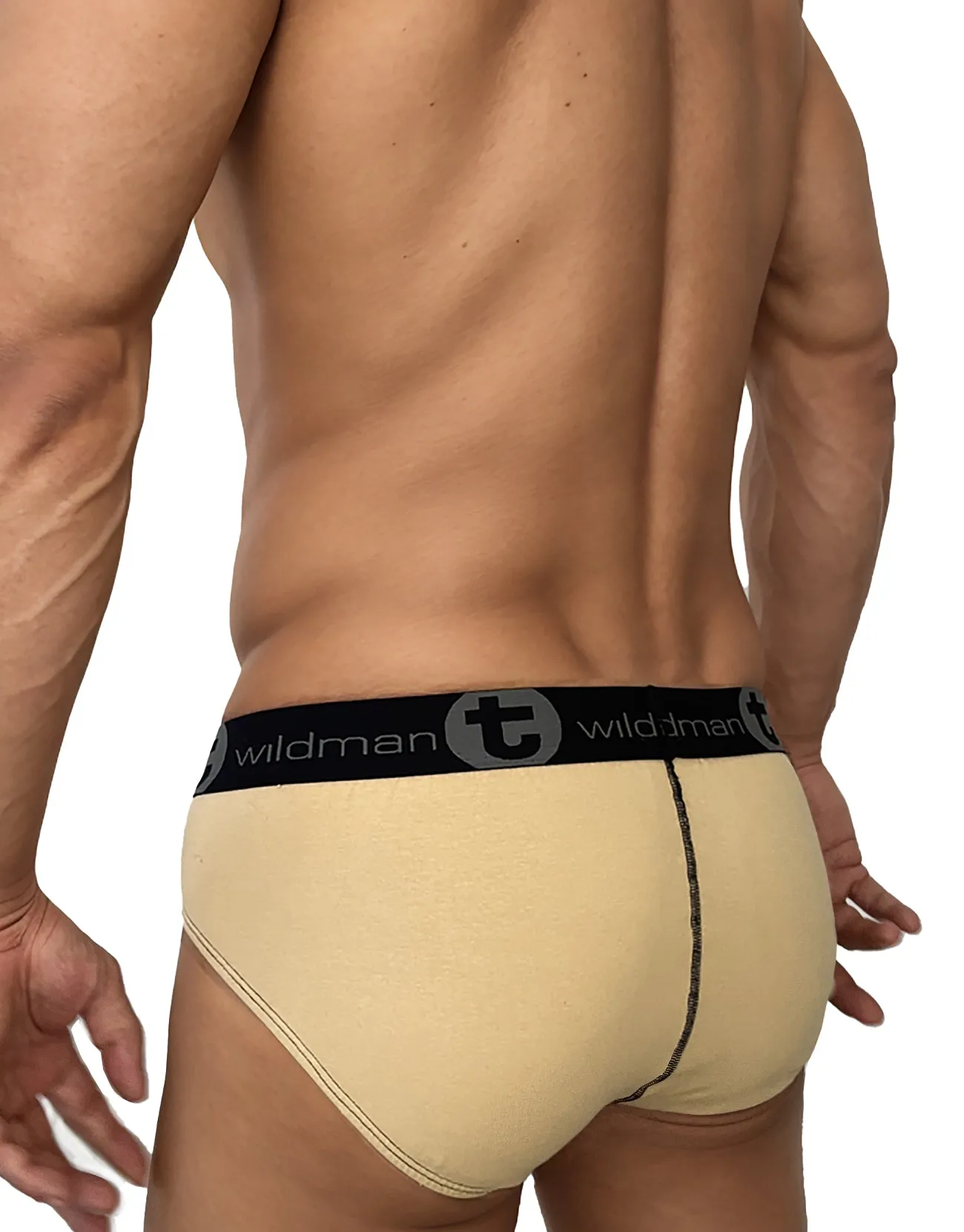 Big Boy Pouch Cotton Brief with Stripe Tan