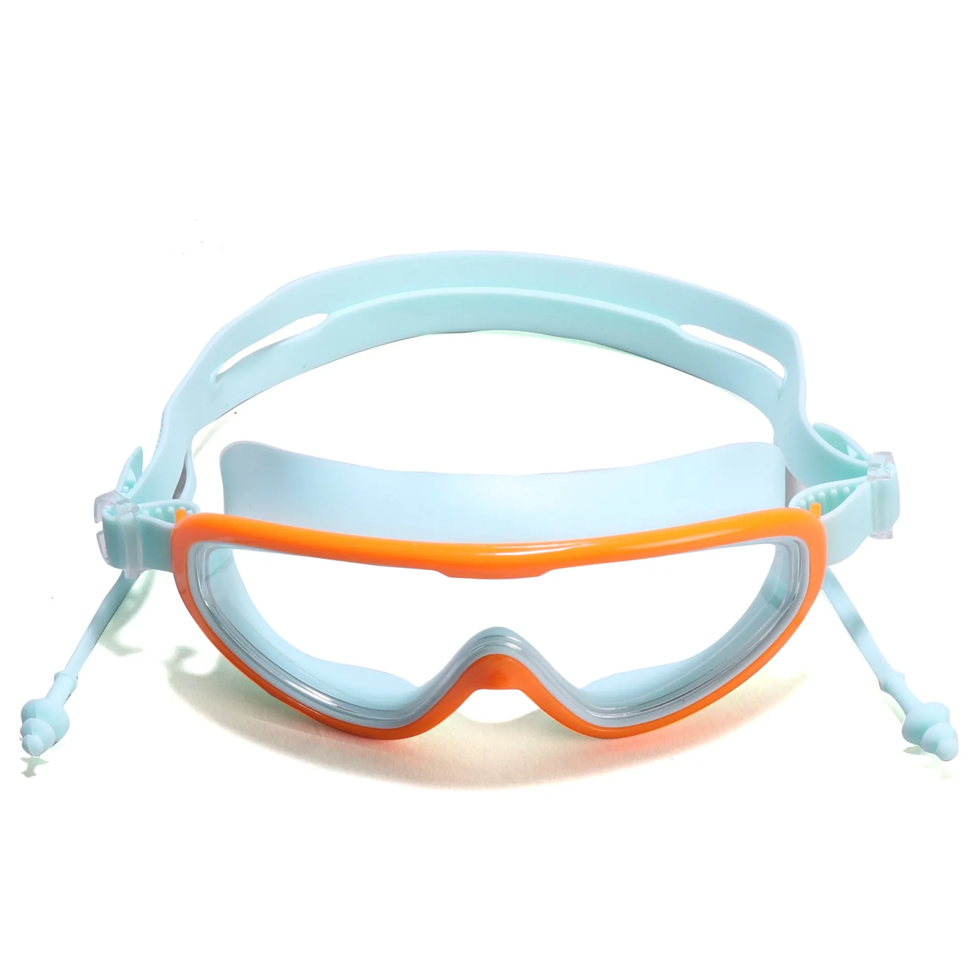 BIG FRAME SWIMMING GOGGLES WITH EAR PLUGS - GREEN