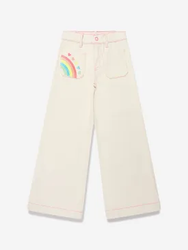 Billieblush Girls Flared Denim Trousers in Beige