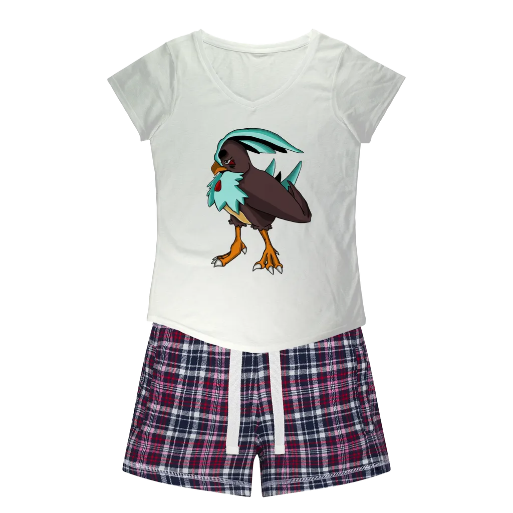 Bircross Women's Sleepy Tee and Flannel Short