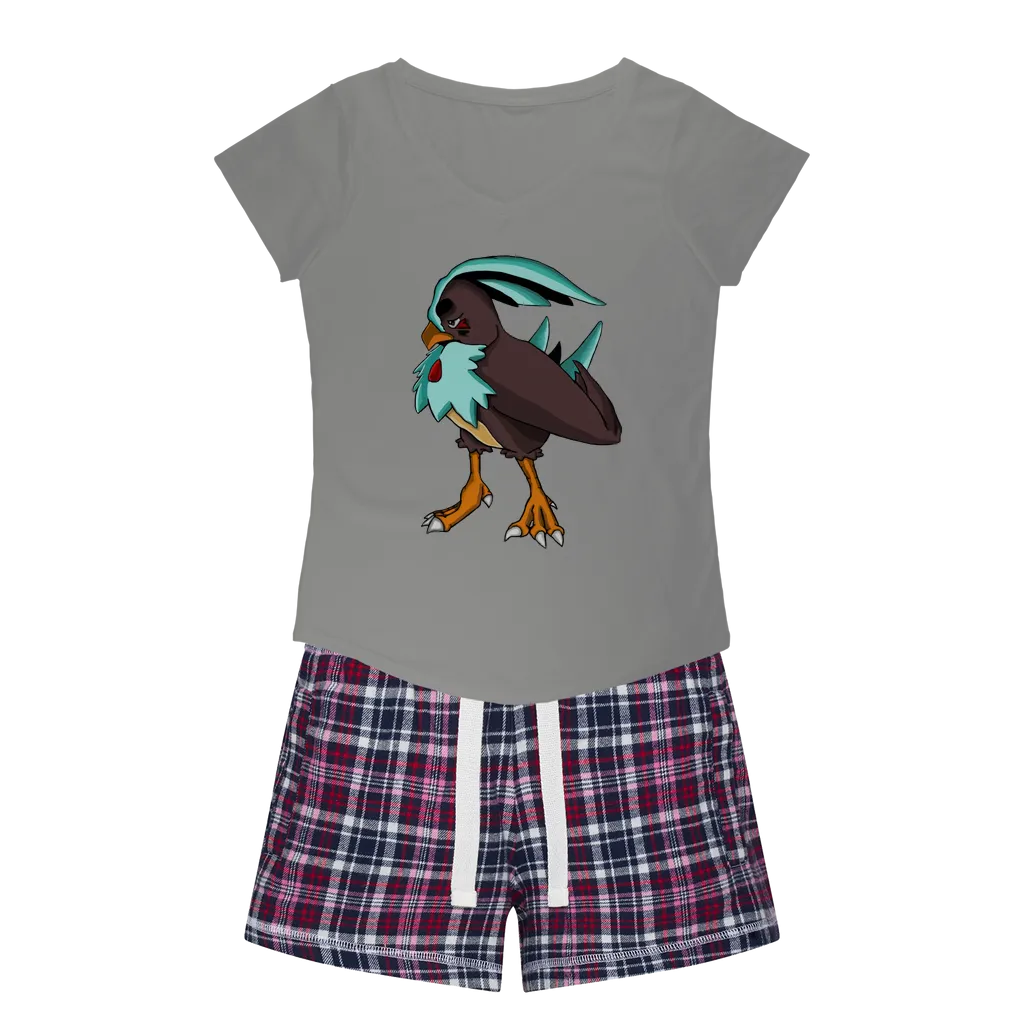 Bircross Women's Sleepy Tee and Flannel Short