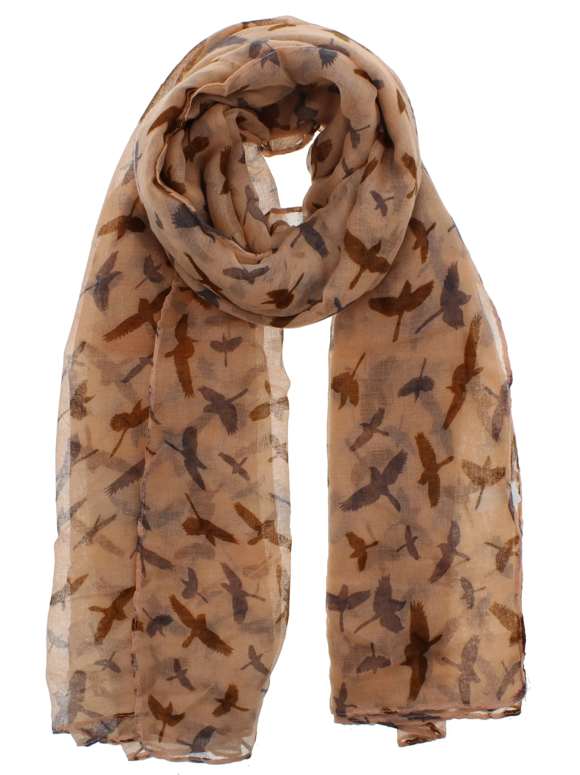 Bird Print on Peach Scarf