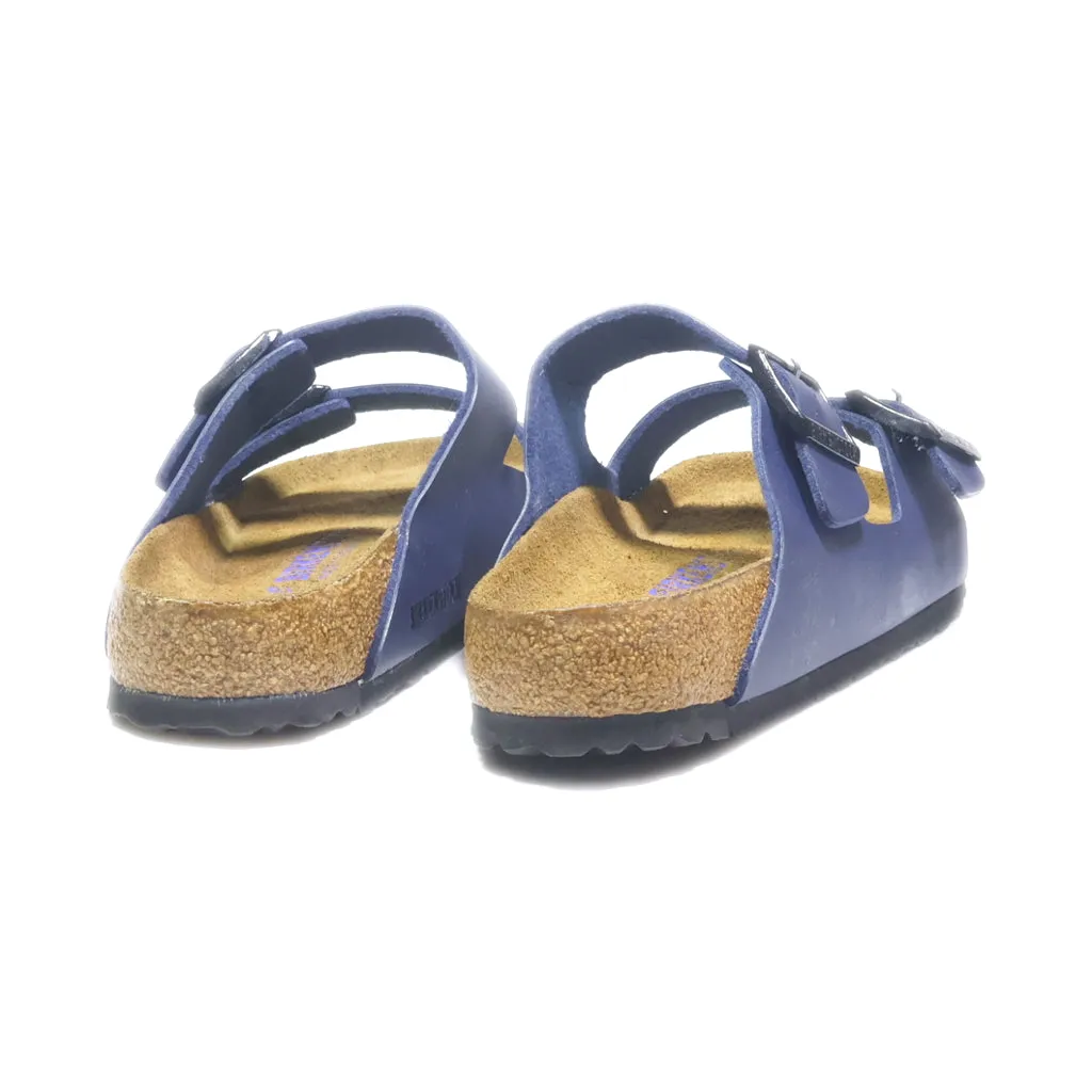 Birkenstock Arizona Flat Sandals Leather Blue Colour For Women