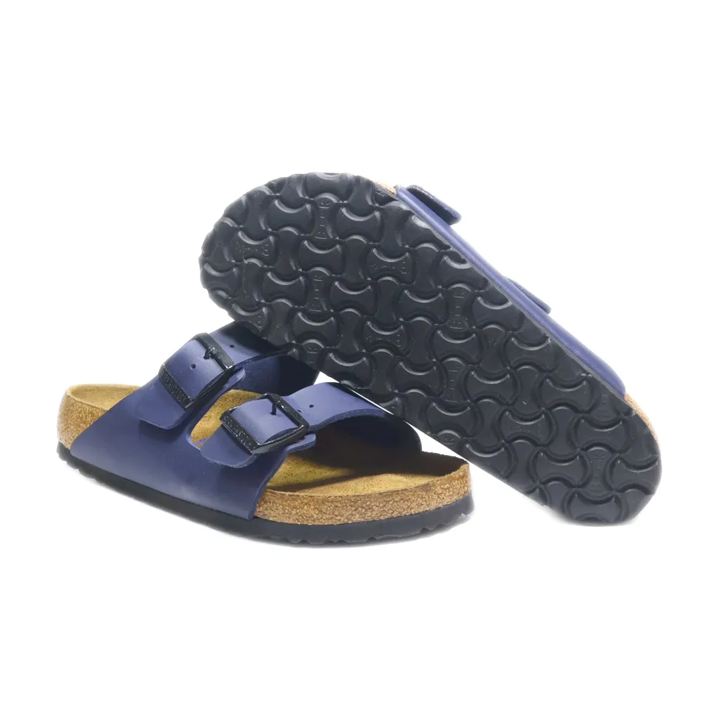 Birkenstock Arizona Flat Sandals Leather Blue Colour For Women