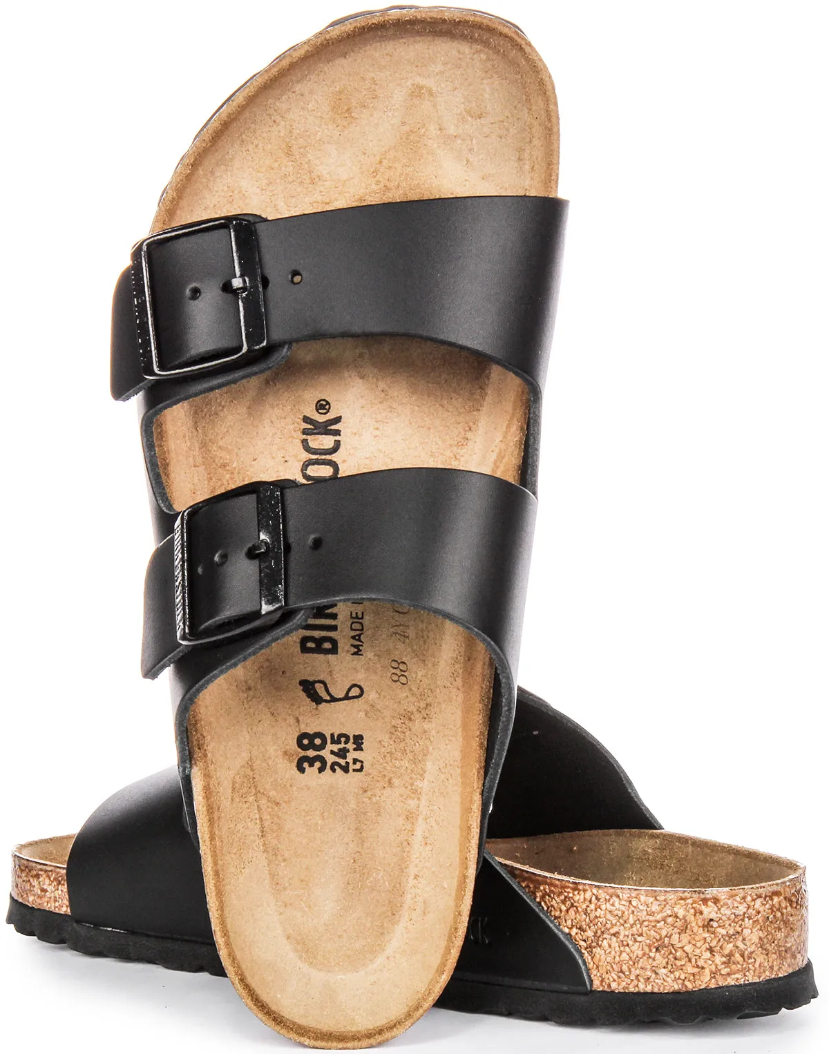 Birkenstock Arizona Natural Leather In Black | Regular Fit