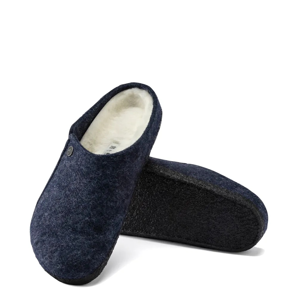 Birkenstock Women's Zermatt Shearling Slip On Clog Slipper (Dark Blue)