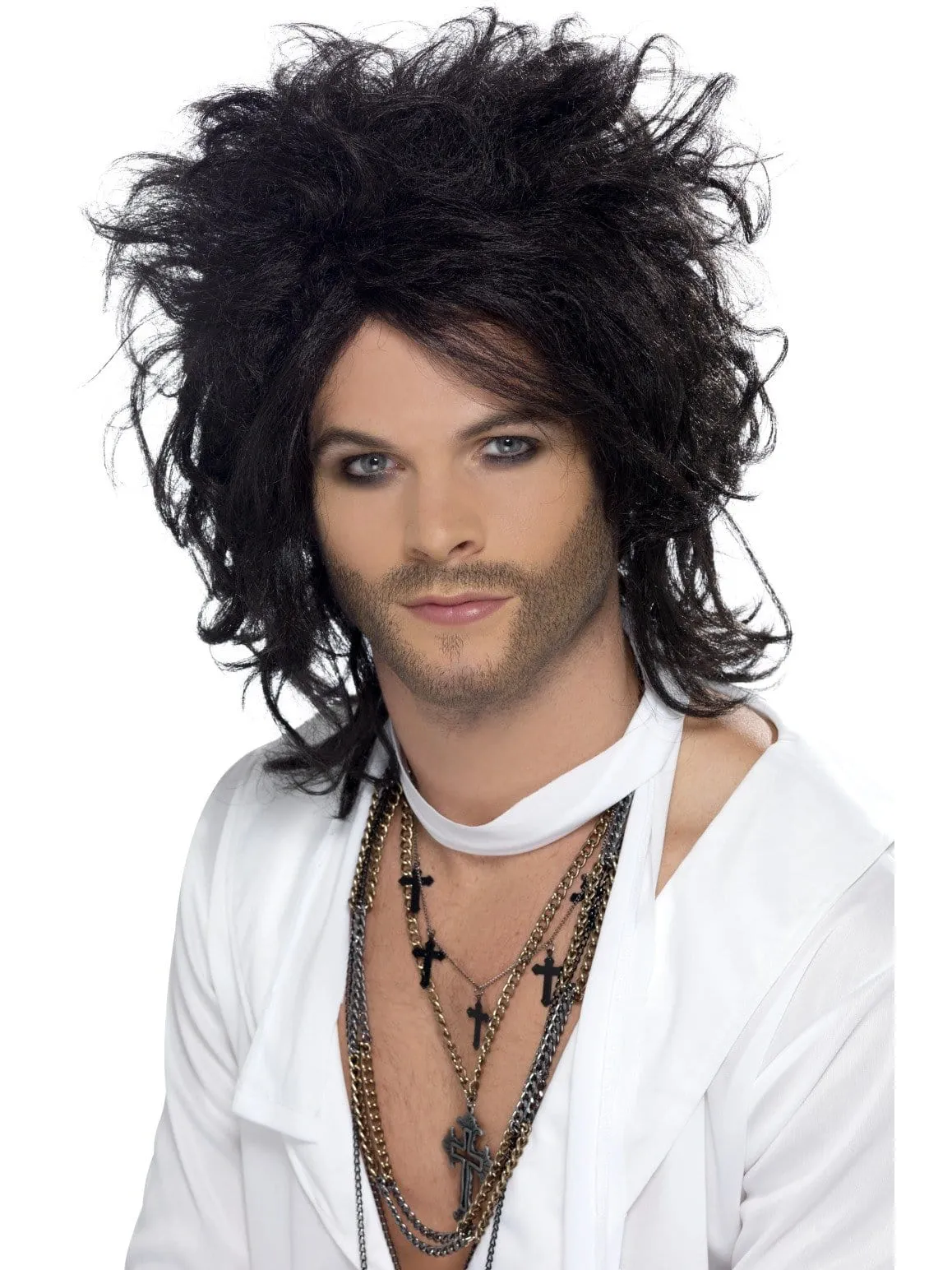 Black 80s Men's Costume Wig