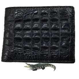 Black Alligator Horn Back Skin Bifold Wallet For Men | Handmade Crocodile Leather Wallet RFID Blocking | VL5655