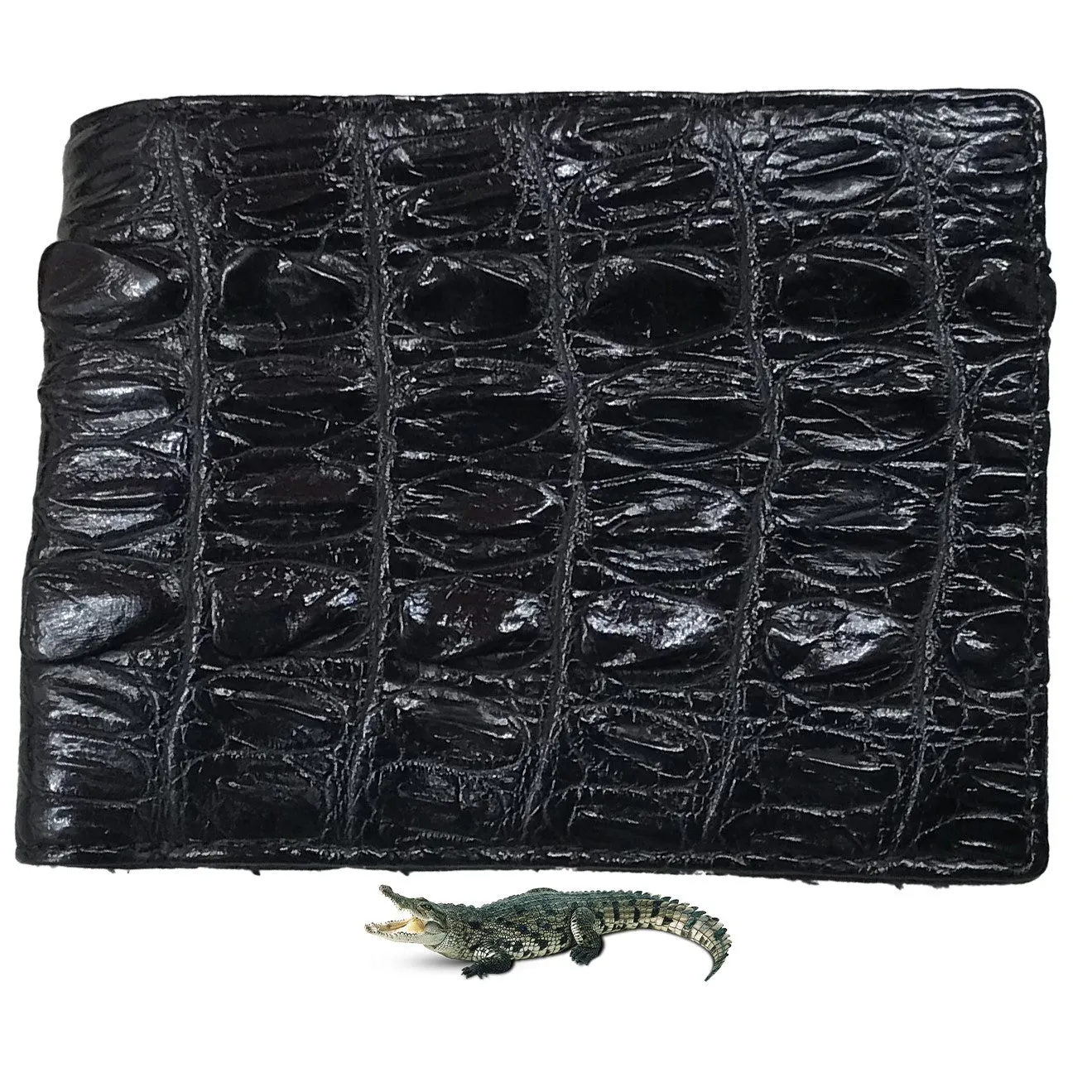 Black Alligator Skin Bifold Wallet For Men | Handmade Crocodile Leather Wallet RFID Blocking | VL5718