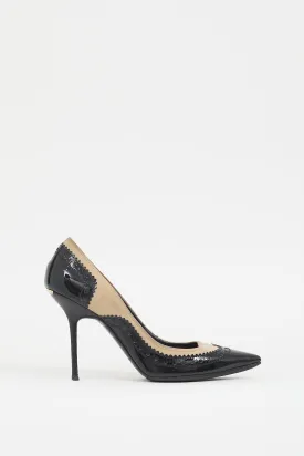 Black & Beige Colourblock Pump