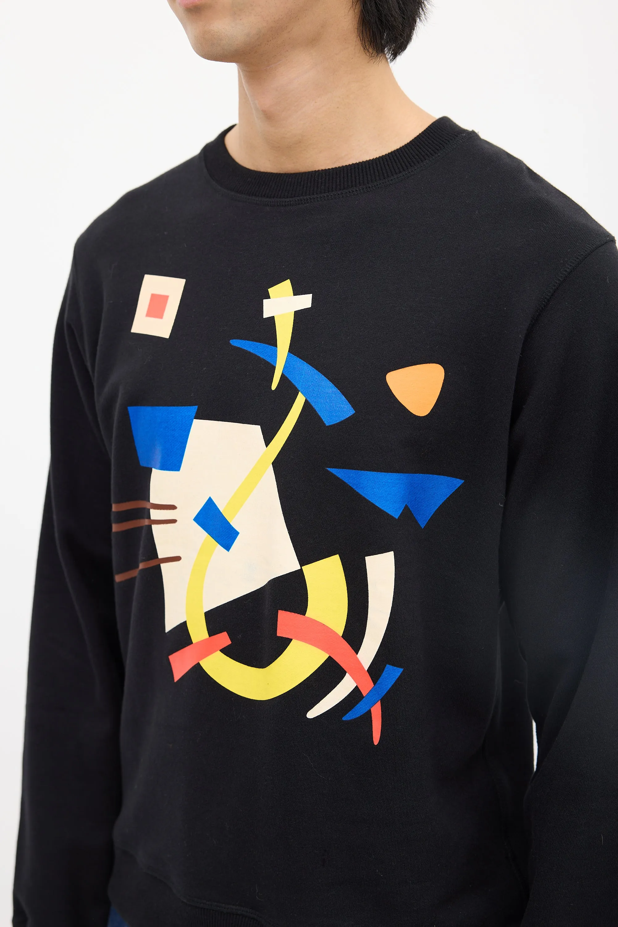 Black & Multi Geometric Graphic Crewneck Sweatshirt