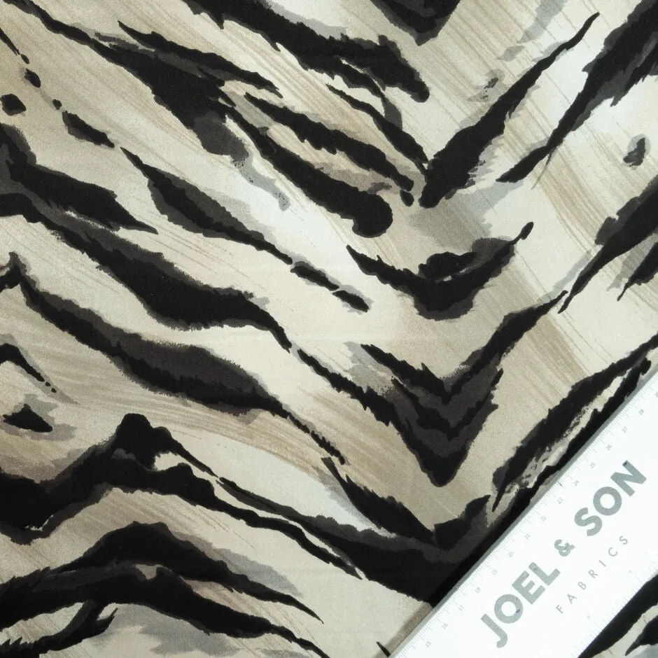 Black & Taupe Animal Printed Poly Satin