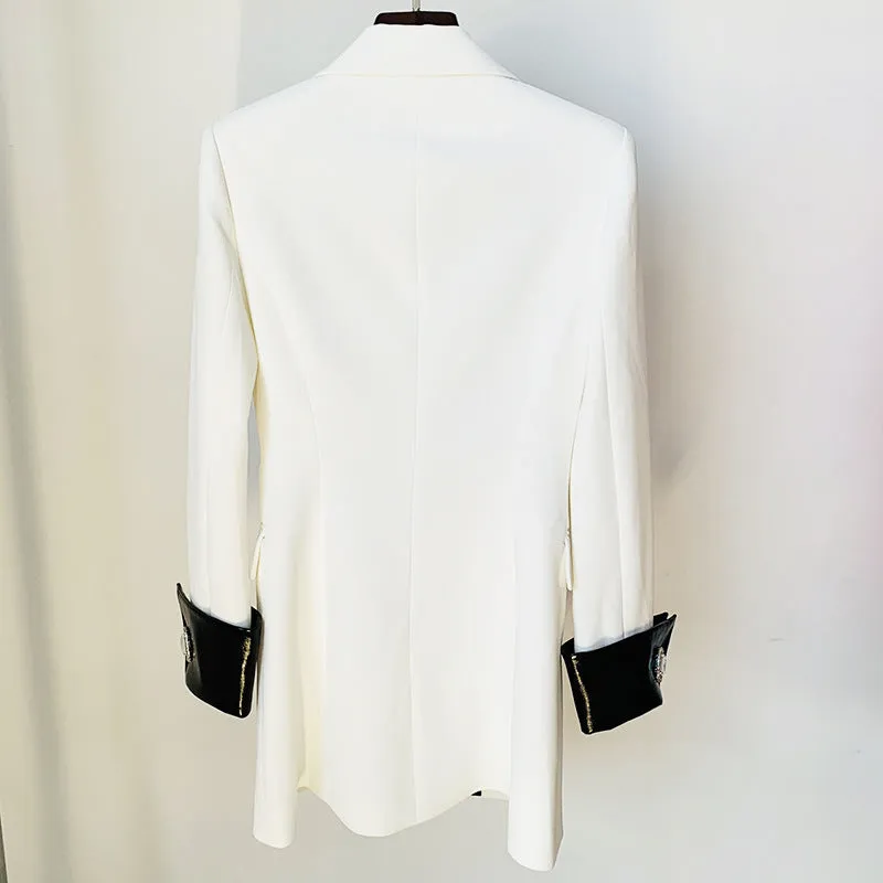 Black & White Leather Blazer Jacket