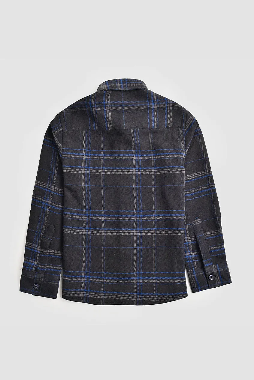 Black and Blue Plaid Flannel Shirt