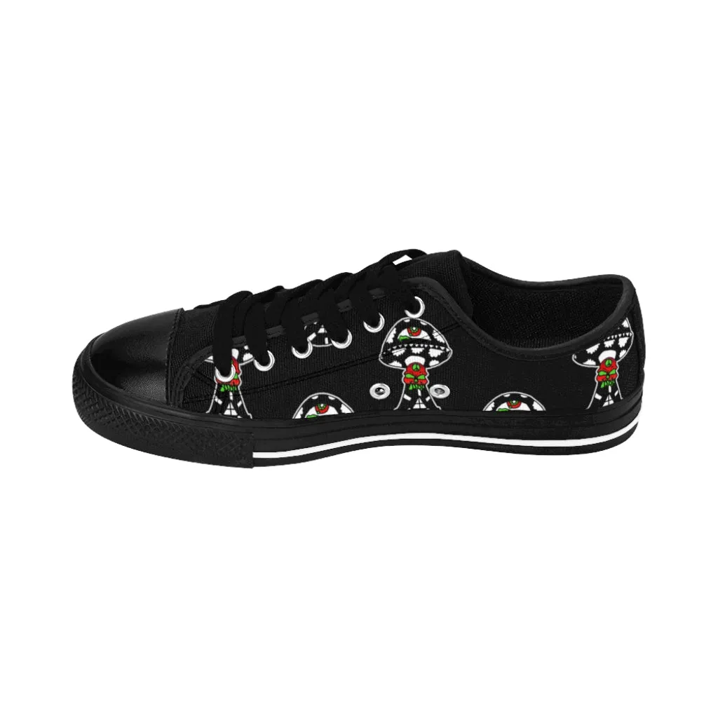 Black and White Skull Shroom Women's Sneakers