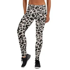 Black Animal Print Women's Mid-Rise Leggings