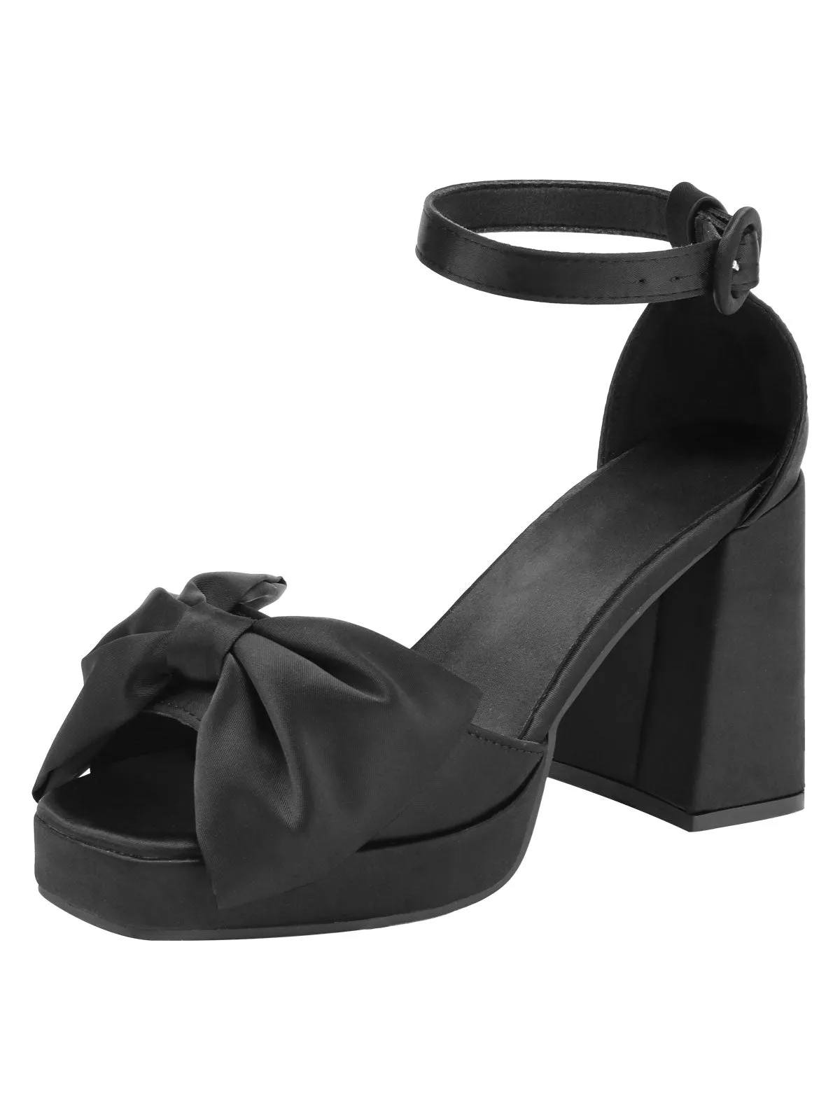 Black Bandage Bow Buckled High Heel Sandals