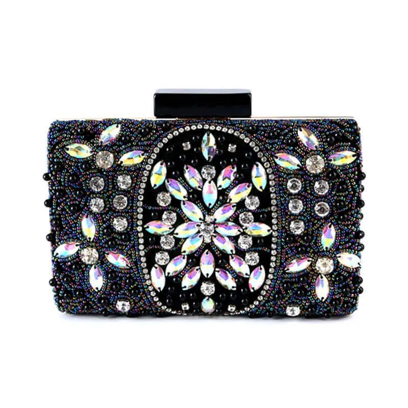 Black Beaded Evening Clutch Bag