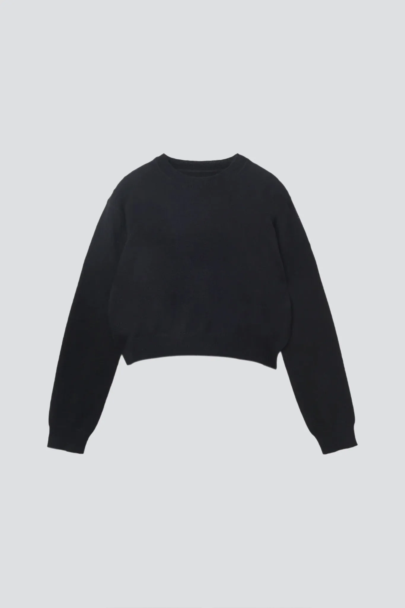 Black Cashmere Crop Long Sleeve Sweater