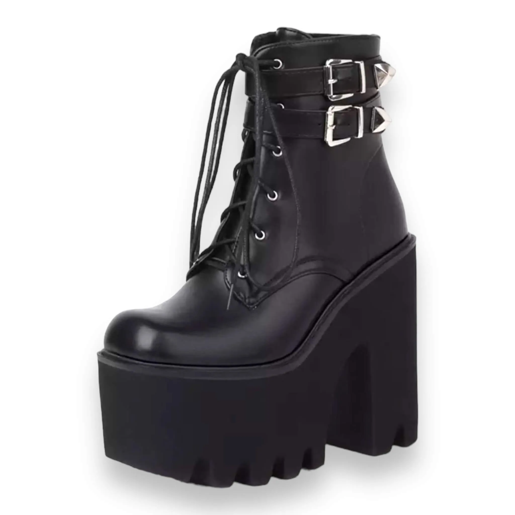 Black Chunky Platform Heel Boots