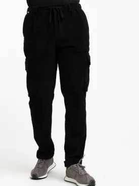 Black Corduroy Jogger Pants with Cargo Pockets