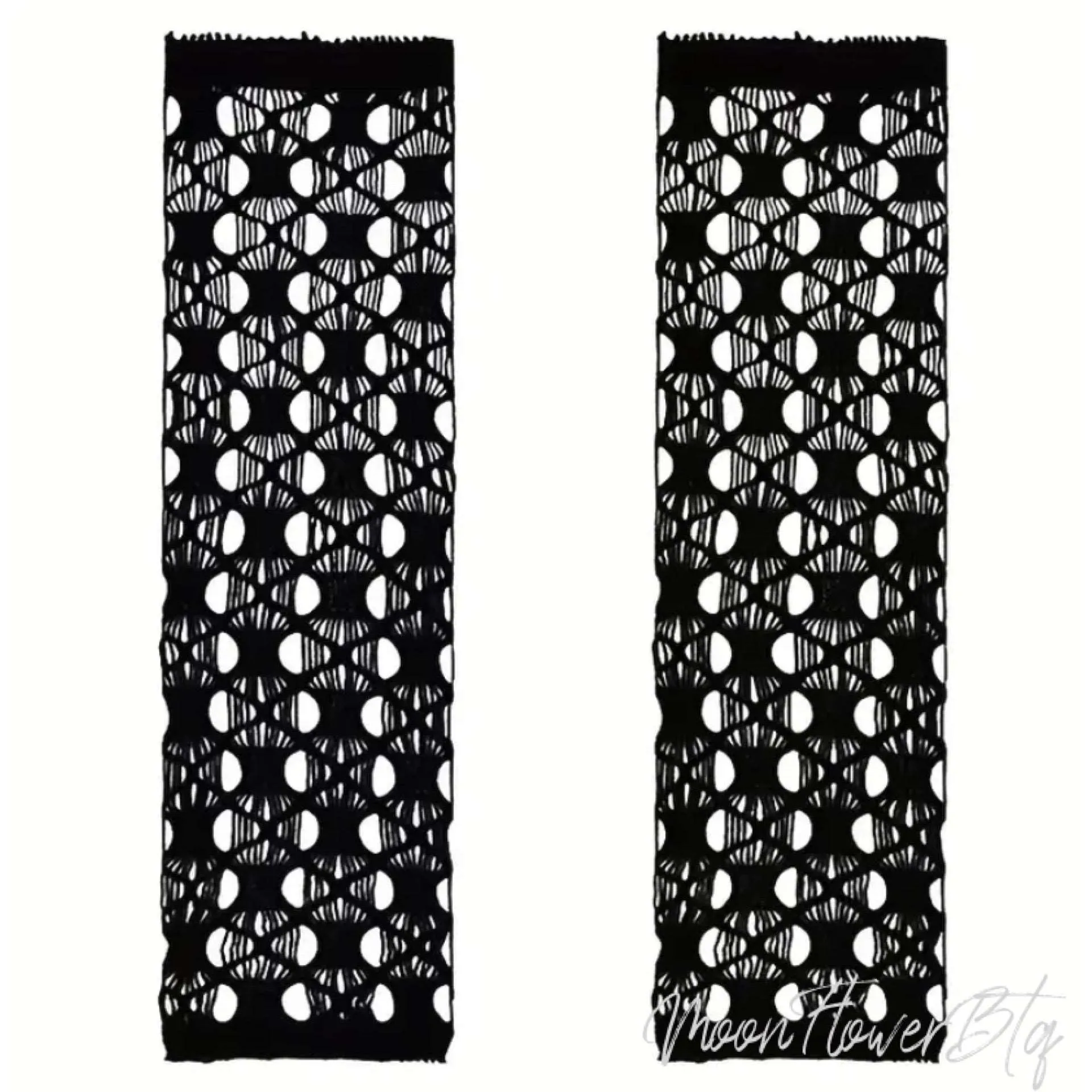 Black Cutout Fishnet Long Fingerless Gloves