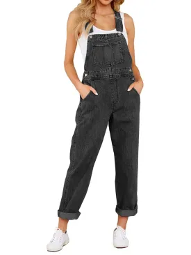 Black denim stretch jumper overall