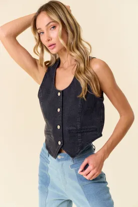 BLACK DENIM VEST