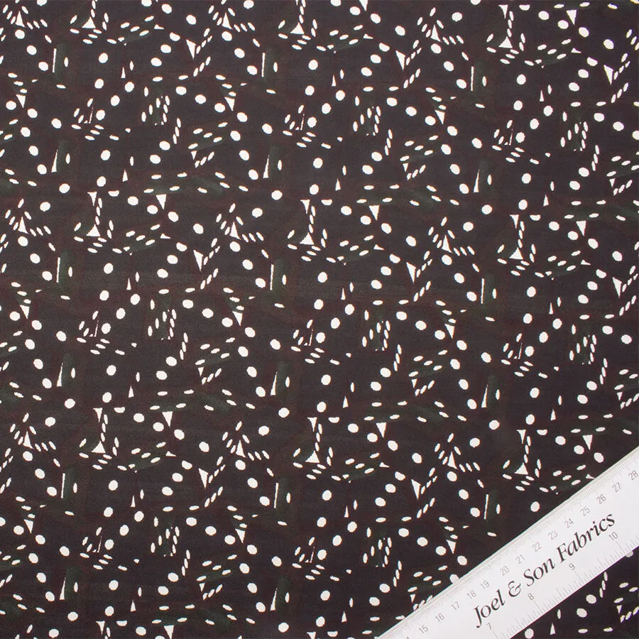 Black 'Dice' Printed Silk Twill