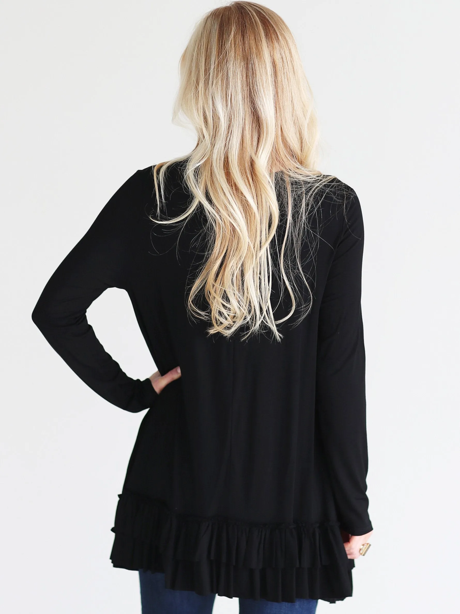 Black DLMN Double Ruffle Tunic